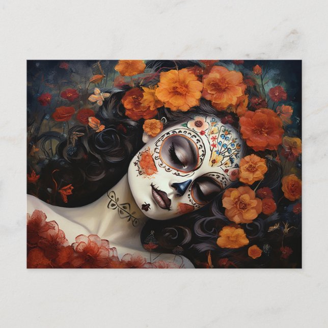 Postal Texto personalizado 💀  La Calavera Catrina con ro (Anverso)