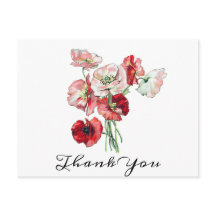 Texto personalizado rojo/rosa amapolas ramo de nov