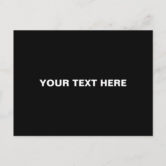 Postal texto personalizar, blanco negro minimalista (Anverso)
