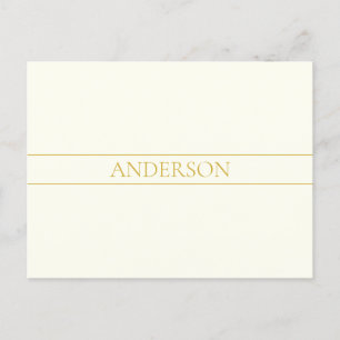 Postal Texto simple elegante personalizable   dorado blan