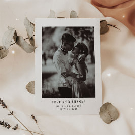 Postal Texto simple y elegante y foto | Boda Gracias