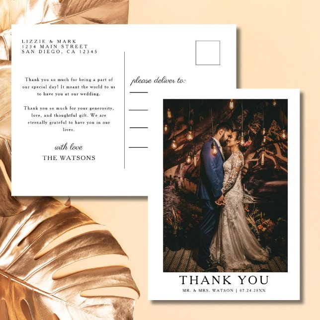 Postal Texto simple y elegante y foto | Boda Gracias (Subido por el creador)