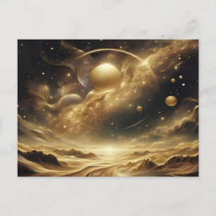 Postal Textos dorados Papel estético de noche estrellado