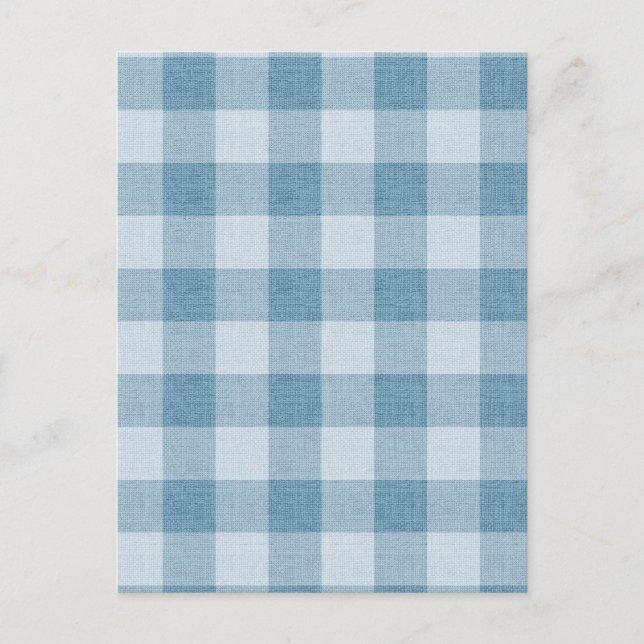 Postal Textura de lino de cuadros Búfalo de gingham azul  (Anverso)