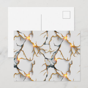 Postal Textura de mármol blanco con vetas doradas brillan