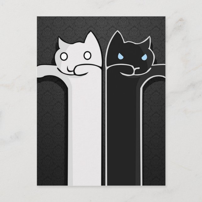 Postal Textura Gatos Blanco Negro (Anverso)