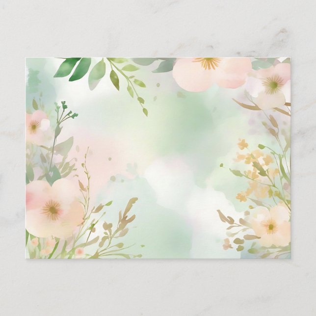 Postal Texturas de acuarela pastel con floral (Anverso)