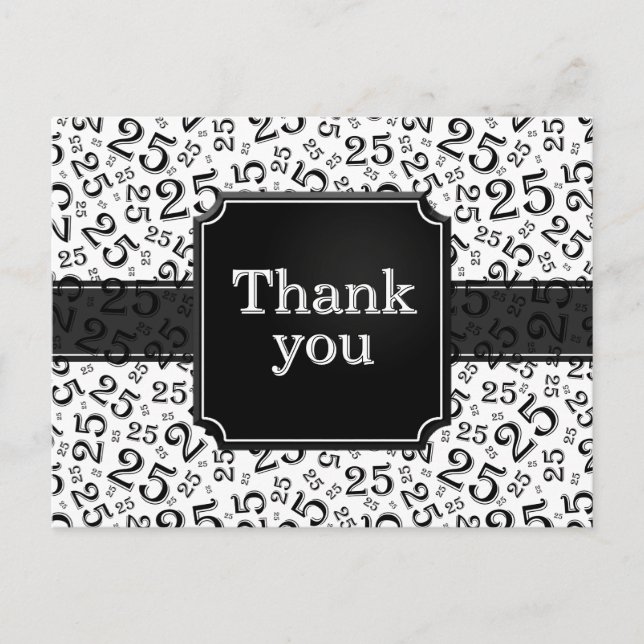 Postal Thank You 25 Number Pattern Black/White (Anverso)