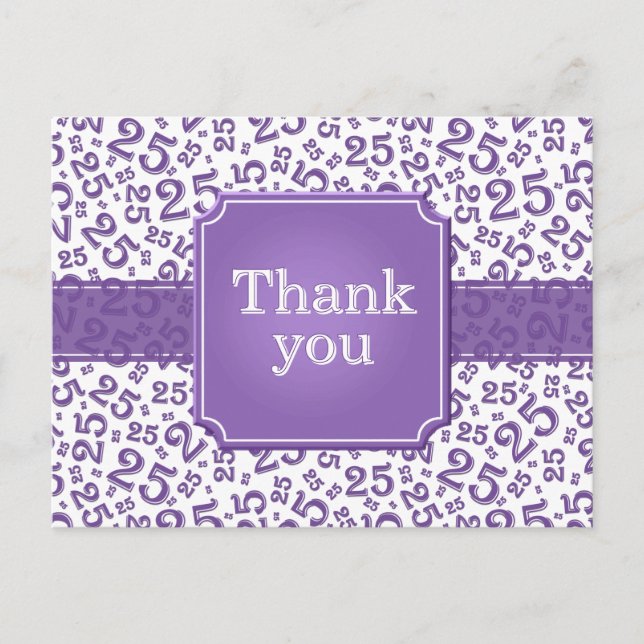 Postal Thank You 25 Number Pattern Purple/White (Anverso)
