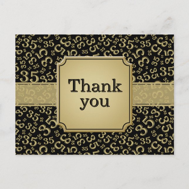 Postal Thank You 35 Number Pattern Black/Gold (Anverso)
