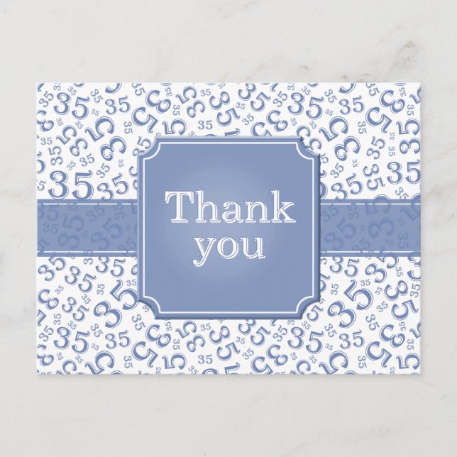 Postal Thank You 35 Number Pattern Blue/White (Anverso)