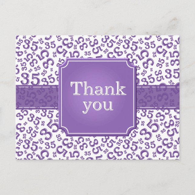 Postal Thank You 35 Number Pattern Purple/White (Anverso)