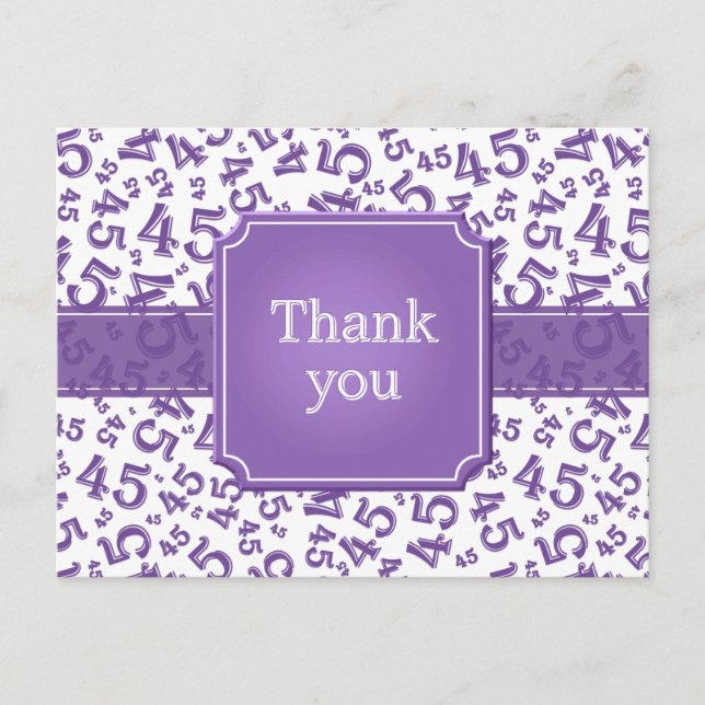 Postal Thank You 45 Number Pattern Purple/White (Anverso)