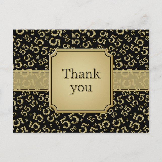 Postal Thank You 55 Number Pattern Black/Gold (Anverso)