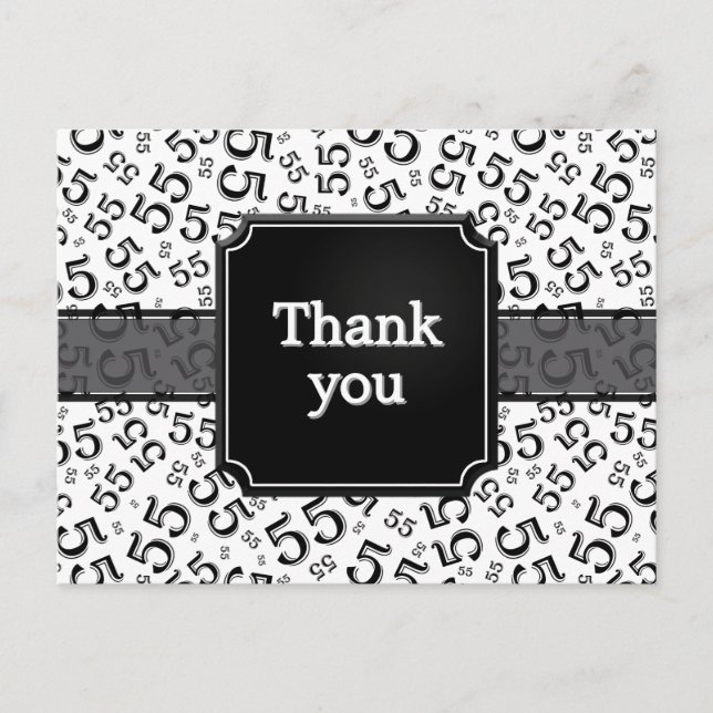 Postal Thank You 55 Number Pattern Black/White (Anverso)