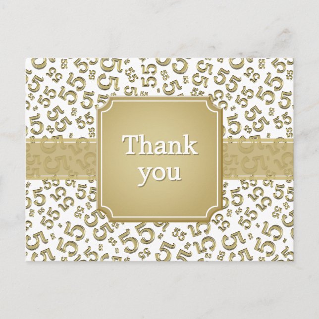 Postal Thank You 55 Number Pattern Gold/White (Anverso)