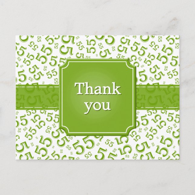 Postal Thank You 55 Number Pattern Green/White (Anverso)