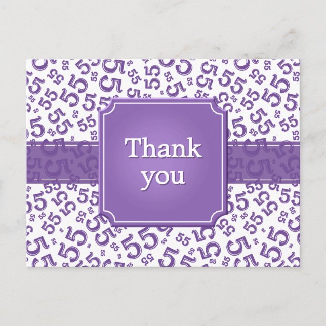 Postal Thank You 55 Number Pattern Purple/White (Anverso)