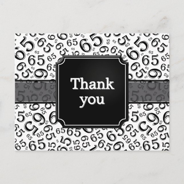 Postal Thank You 65 Number Pattern Black/White (Anverso)