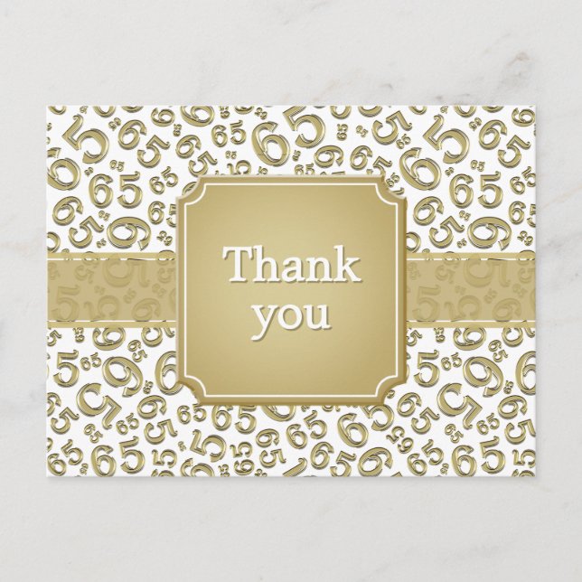 Postal Thank You 65 Number Pattern Gold/White (Anverso)