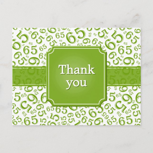 Postal Thank You 65 Number Pattern Green/White (Anverso)