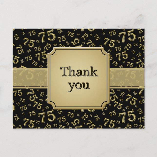 Postal Thank You 75 Number Pattern Gold/Black (Anverso)