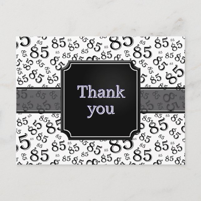 Postal Thank You 85 Number Pattern Black/White (Anverso)