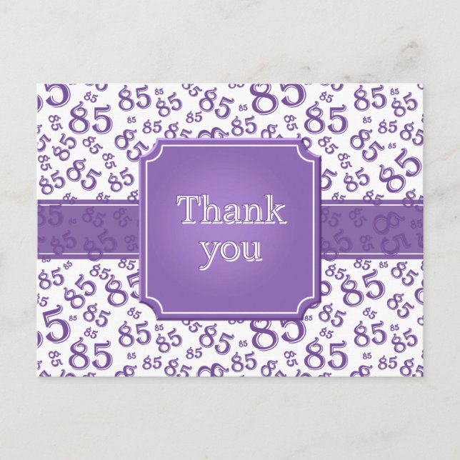Postal Thank You 85 Number Pattern Purple/White (Anverso)