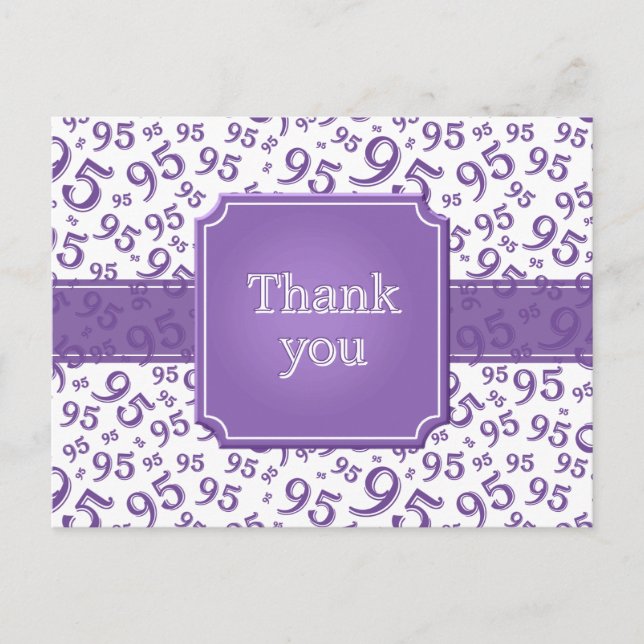 Postal Thank You 95 Number Pattern Purple/White (Anverso)