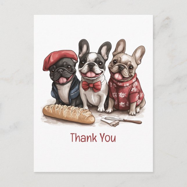 Postal Thank You Bonjour French Bulldogs (Anverso)