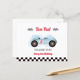 Postal Thank you card 2nd Birthday Too Fast, Vintage Race