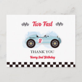 Postal Thank you card 2nd Birthday Too Fast, Vintage Race