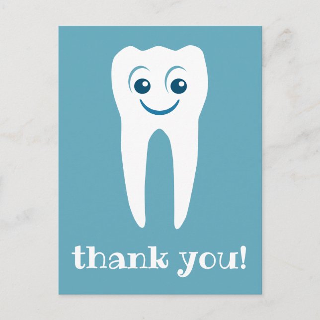 Postal thank you dentist smiling tooth postcard (Anverso)