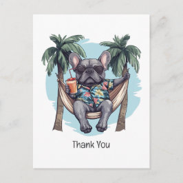 Postal Thank You French Bulldog In Hawaiian Top