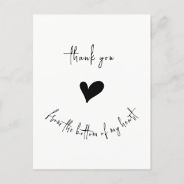 Postal Thank You From Bottom of my Heart Cute Minimalist