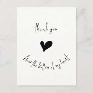 Postal Thank You From Bottom of my Heart Cute Minimalist