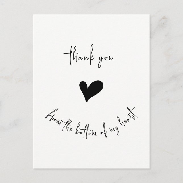 Postal Thank You From Bottom of my Heart Cute Minimalist (Anverso)