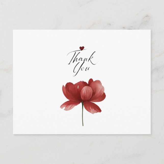 Postal Thank You, Heart A Quiet Thank You Gratitude in Bl (Anverso)