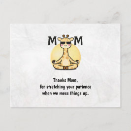 Postal Thank You Mom Cute Giraffe Yoga Mother's Day Card