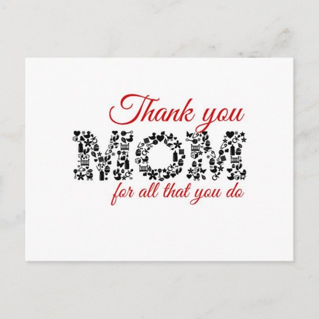 Postal Thank you Mom for all that you do (Anverso)