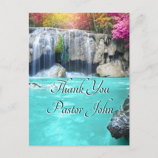 Postal Thank You Pastor | Blue Waterfall Appreciation (Anverso)