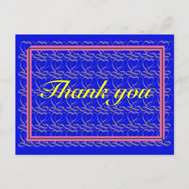 Postal Thank you ~ribbon heart blue~ (Anverso)