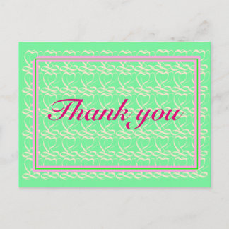 Postal Thank you ~ribbon heart light green~