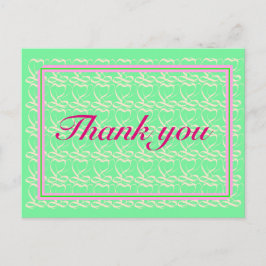Postal Thank you ~ribbon heart light green~