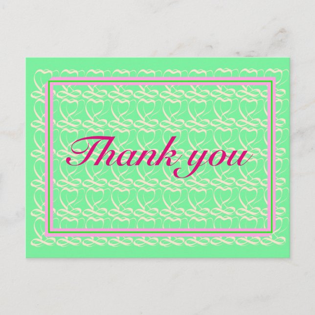 Postal Thank you ~ribbon heart light green~ (Anverso)