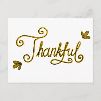 Postal Thankful gold lettering