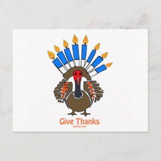 Postal Thanksanukkah Thanksgivukkah turkey menorah regalo