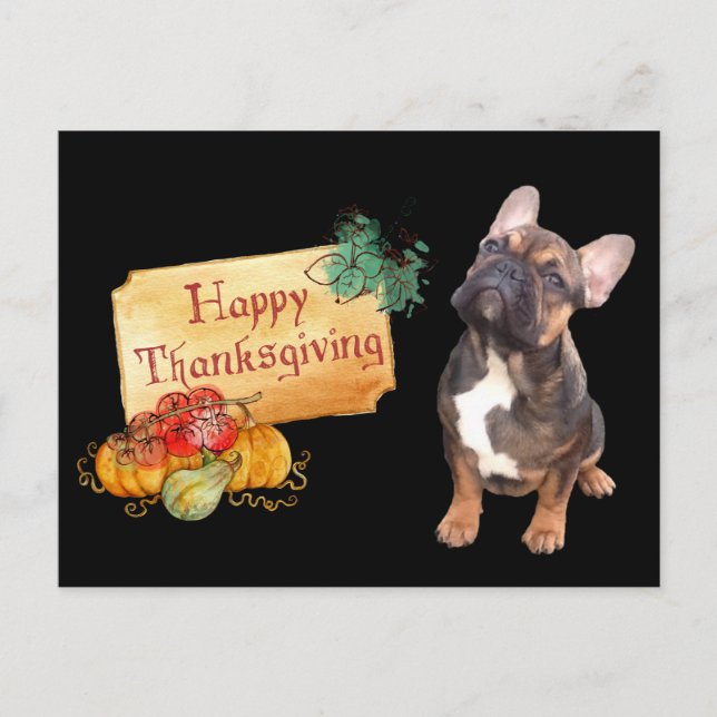 Postal Thanksgiving Französische Bulldogge French Bulldog (Anverso)