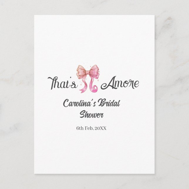 Postal that's amore bridal shower pink retro bow boho nam (Anverso)