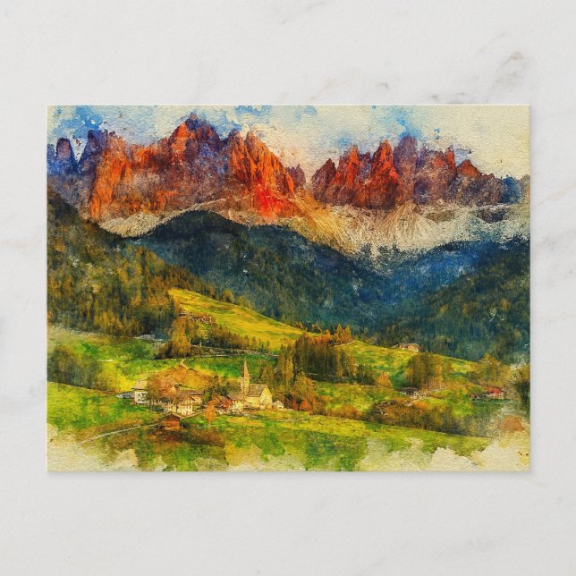 Postal The Alps Alpine Mount - Watercolor Splash Painting (Anverso)